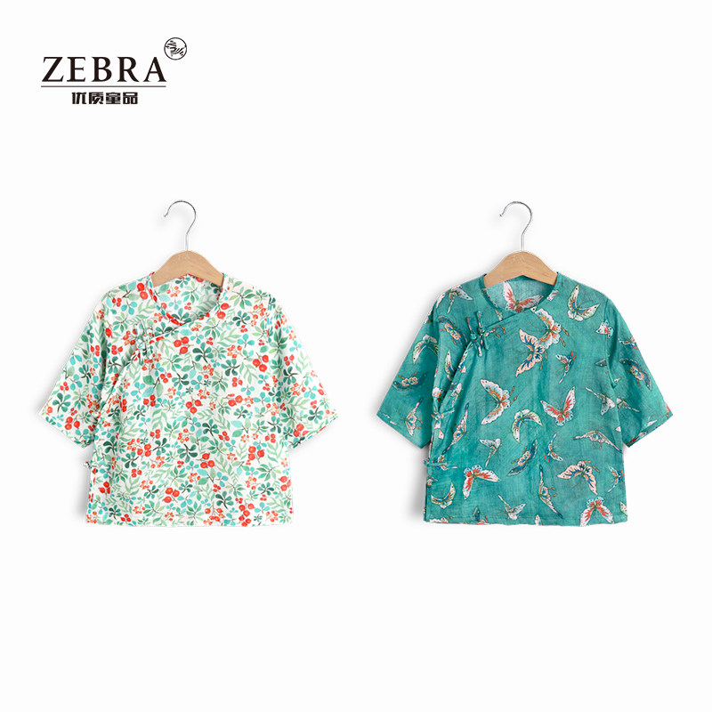 Ultra light and thin breathable pure Hemp Blouse Girl Retro China Wind Disc Buttoned Flap Shirt Thin 70% sleeves Down