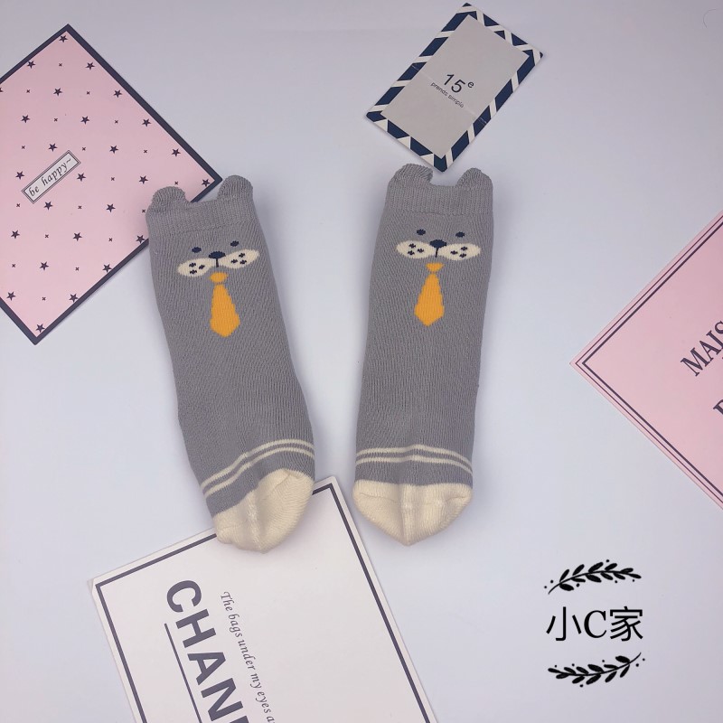Vớ trẻ em mùa thu và mùa đông cotton terry chống trượt sàn cho bé Vớ 0-1-2 tuổi dày cộng với vớ nhung ấm vớ dày lông cừu thu đông cho bé