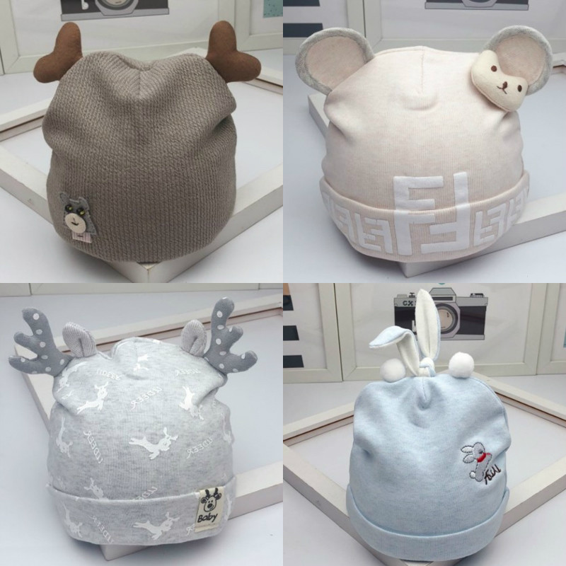 Neonatal baby hat 0 - 3 - 6 months spring and autumn male and female baby pure cotton cotton hat tire thin boom