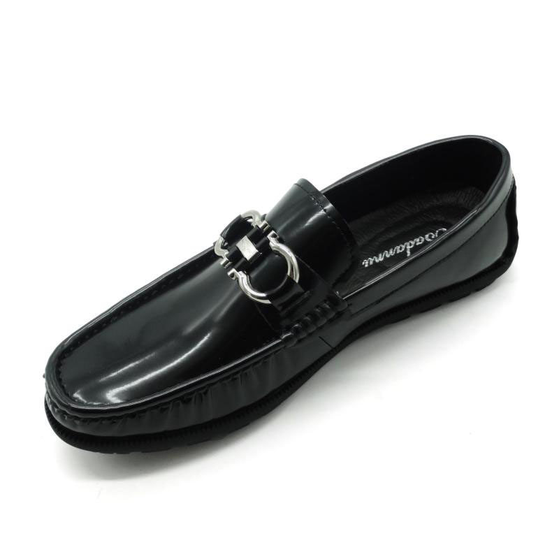 2022 Spring autumn season new men's genuine leather bean-bean shoes men's breathable fashion classic bright leather casual boomers Leather Shoes