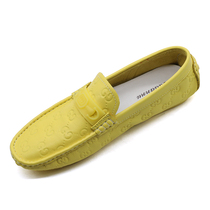 2021 summer mens Yellow Bean shoes mens leather embossed low-top breathable lazy shoes fashion breathable loafers
