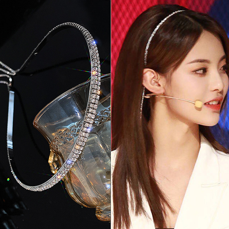 Yang Chaoyue same style headband 2022 new fairy Sen series super fairy diamond show face small headband tassel rear hanging hair accessories