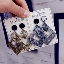 Vintage marbled geometric drop earrings Japan and South Korea Dongdaemun Acrylic contrast exaggerated earrings Womens long earrings
