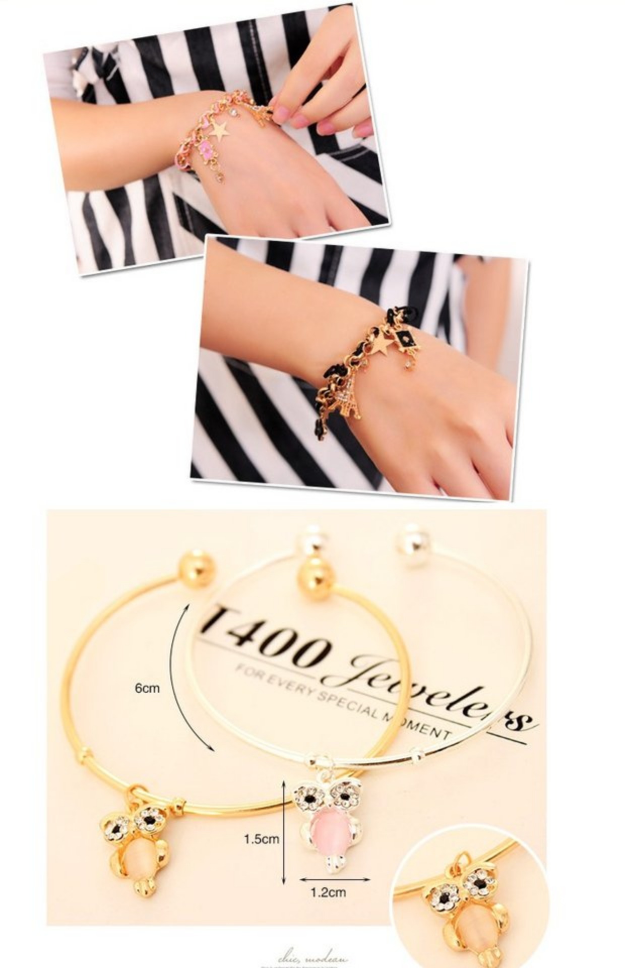 Phiên bản Nhật Bản và Hàn Quốc Phụ kiện đơn giản Handmade pha lê Cỏ ba lá Quà tặng sinh nhật Vòng tay nữ ngọt ngào Vòng tay nữ vòng tay đá thạch anh