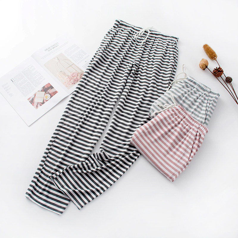 Modale Striped Sleeping Pants Woman Long Pants Spring Autumn Thin loose with large size movement Yoga Summer can be worn out of the home pants