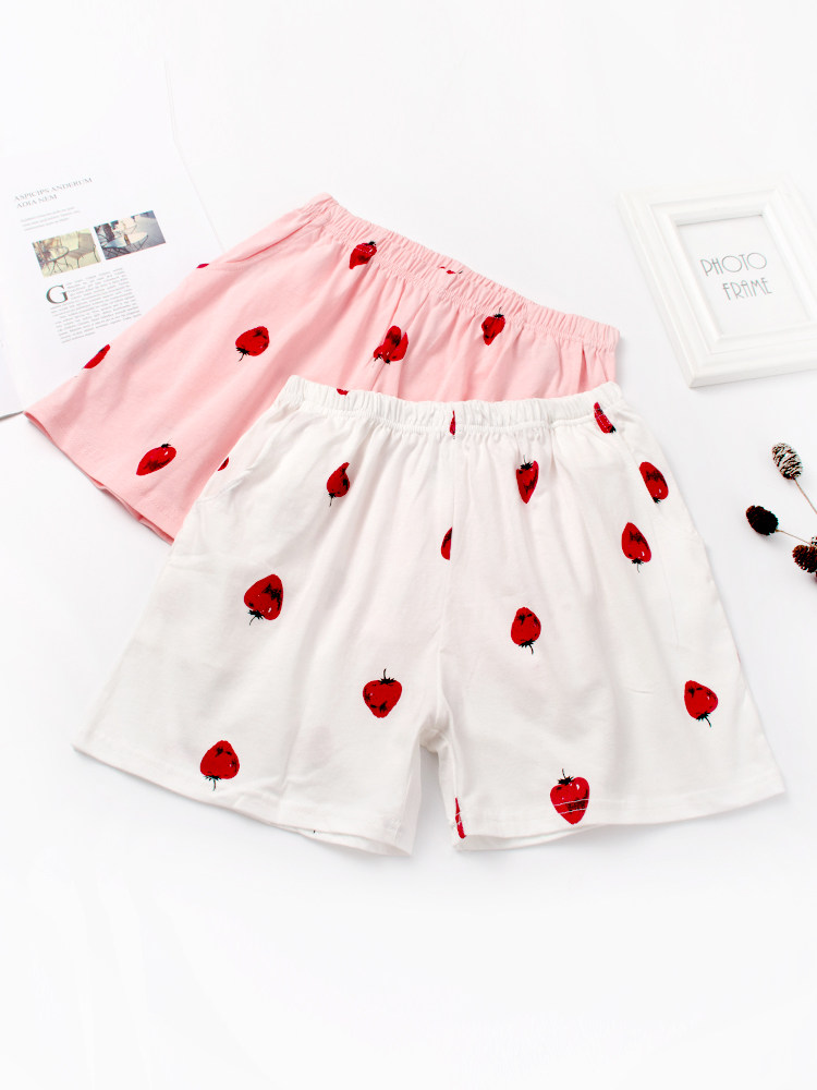 Cotton pajamas women's shorts summer thin five-point pants sweet and cute loose cotton summer can be worn outside home pants