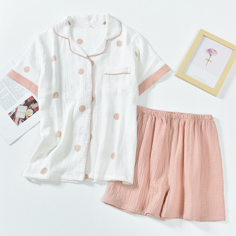 Pure Cotton Cloth Pajamas Woman Summer Short Sleeve Shorts 2022 New Spring Summer Day Ensemble Full Cotton Home Conserved Suit