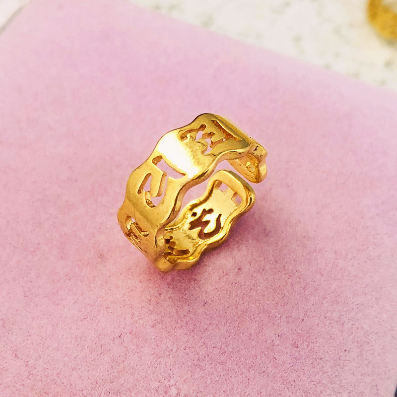 Da Ming Bản thảo tiếng Phạn tiếng Việt Sha Jin Lầu năm góc Vàng giả vàng Cặp đôi sáu nhân vật Thần chú Nhẫn trống không rơi nhẫn bạch kim nam