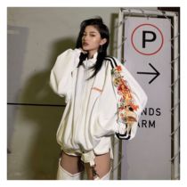 doublet embroidered stripe INS zipper loose school uniform wind sports jacket casual jacket Zhou Zhennan same model