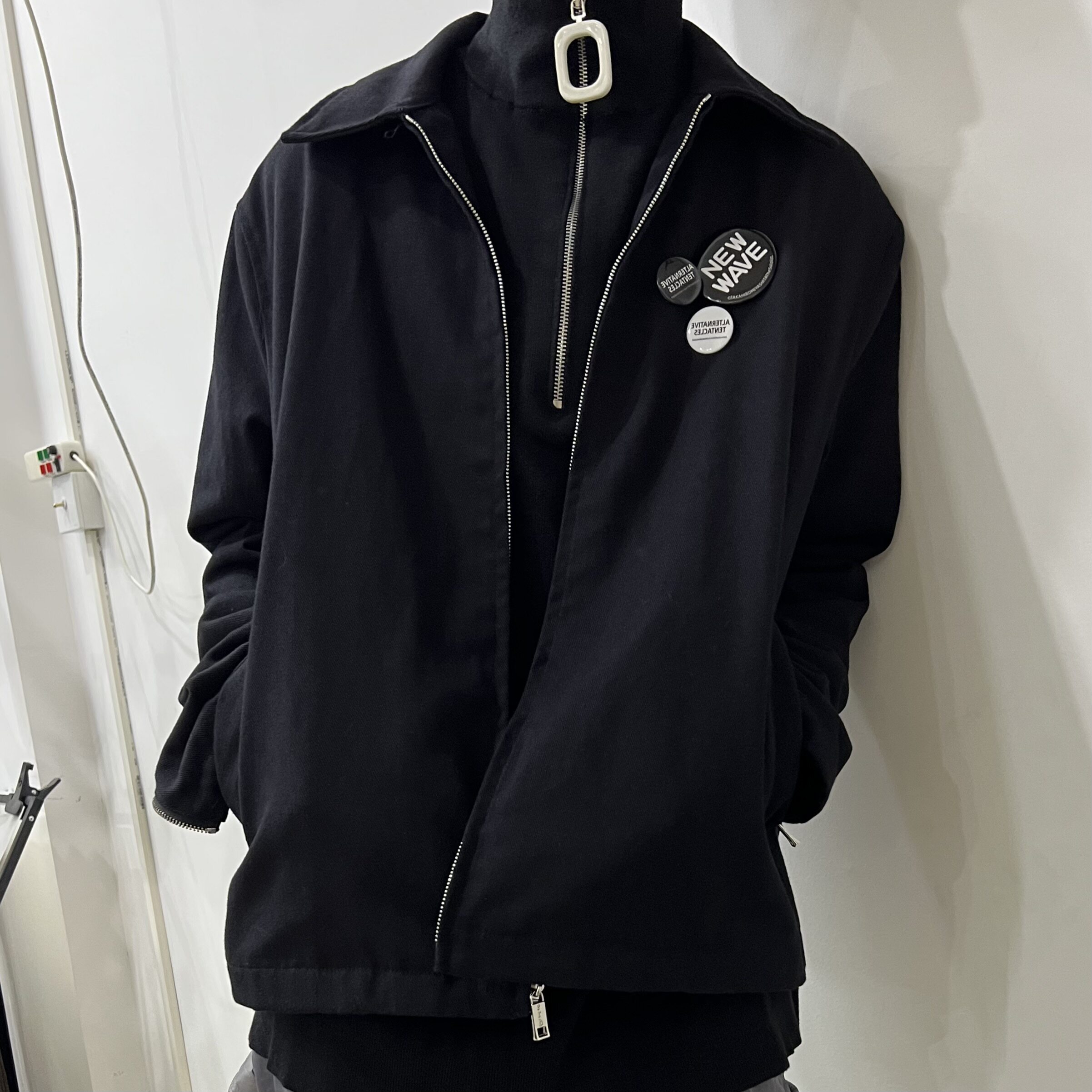 JW classic ring buckle pull chain high collar knit cardiovert base hit bottom long sleeve soft 100 hitch head black sweater lovers