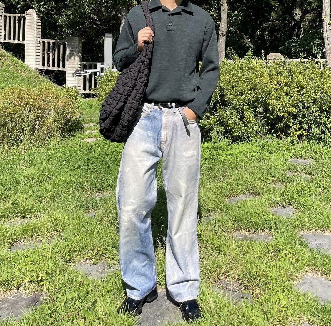 OUR Legacy New Blue Digital Printed Jeans Fall Popular Water Washout Casual Loose Straight Barrel Long Pants