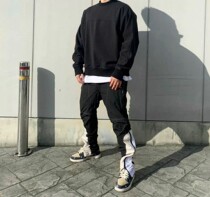 Far archive Korean small high arcade machine can tooling color-style side zipper trousers thin slim slim sweatpants