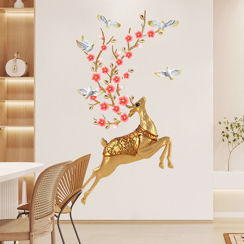 Money Tree, Elk, Entrance Decoration Painting, Fortune Tree, European-Style Corridor, Money Tree, Wealth-Attracting Feng Shui Wall Painting Sticker