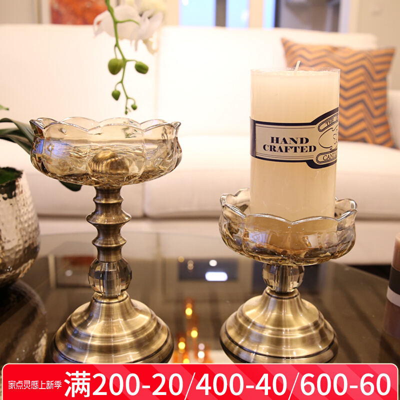 Eurostyle Wax Candleholder Pendulum retro glass-like panels Room Dining Room Table Decoration Wedding Romantic Candlelight Dinner Props