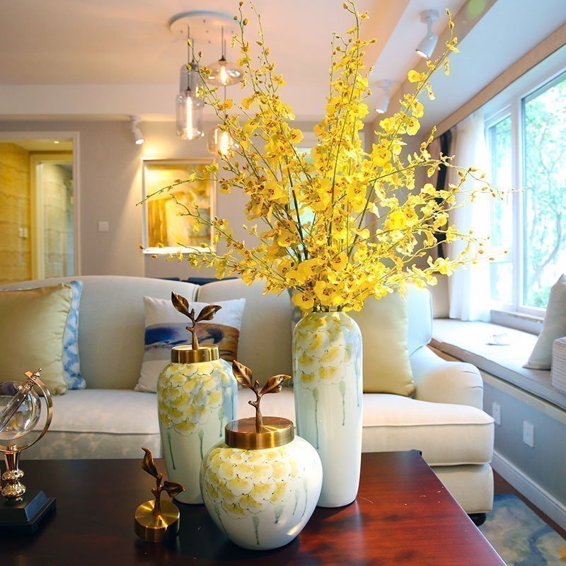New Chinese home Ceramic Vase Swing room TV cabinet Flower Arrangement Eu Style Dancing And Lan Table Decoration Furnishing