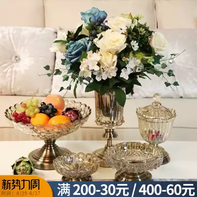 Modern living room coffee table, glass fruit plate, vase, ashtray, candy can set, European-style home decoration ornaments
