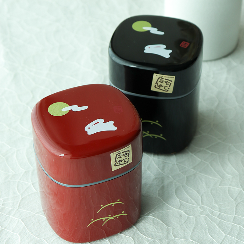 Fujiwara Japan Imports Hakoya Black Red Moon Rabbit Seal Tea Leaf Jar Tea Canister Storage Tank Coffee Tank-Taobao