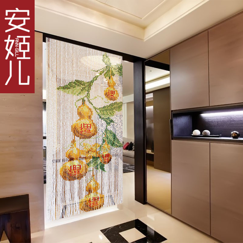 AngJi Pediment Painting Curtain Five Fu Parting Door Pearl Curtain CRYSTAL PARTITION DIY Curtain Living Room Hanging Curtain Book Room Sanitary Door Curtain