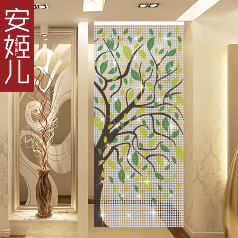 Anggie Painted Curtain Lucky tree 17 Beads Curtain Door Curtain Partition Bedroom Xuanguan Discount DIY curtain Living room hanging curtain