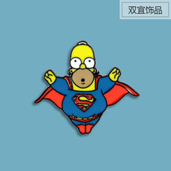 Superman Brooch Creative Cartoon Simpsons Ins Trend Personalized Student Cute School Bag Decorative Badge Pin