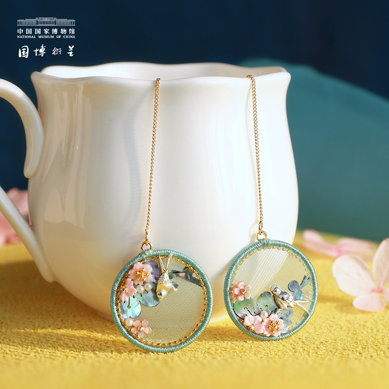 China National Museum Almond Spring Swallow Handmade Group Fan Ear Pendant Jewellery Ancient Wind Ear Necklace Earrings Museum Ventron