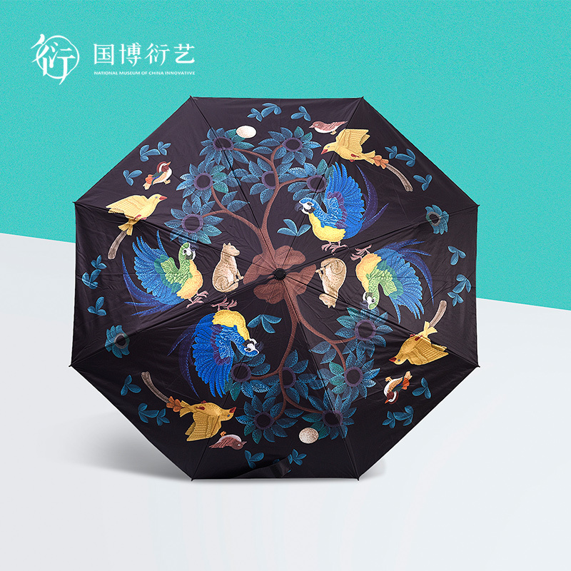 National Museum of China Peaceful Times Umbrella, Sun Protection, 8-Rib Double Folding, Wind-Resistant, Cultural and Creative Gift
