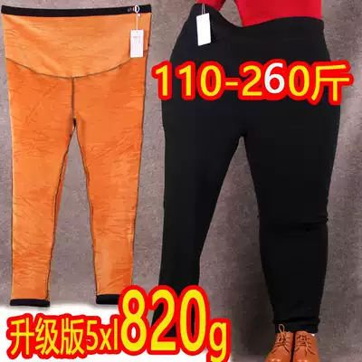 200 Jin plus fat plus size pregnant women pants inner pants plus velvet padded cotton high waist belly trousers autumn and winter