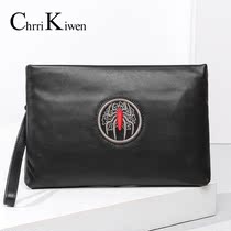 Chrri kiwen handbag male leather male leather male leather handbag Handbag Letter Enveloping Business Casual Mens Hand Grab Bag