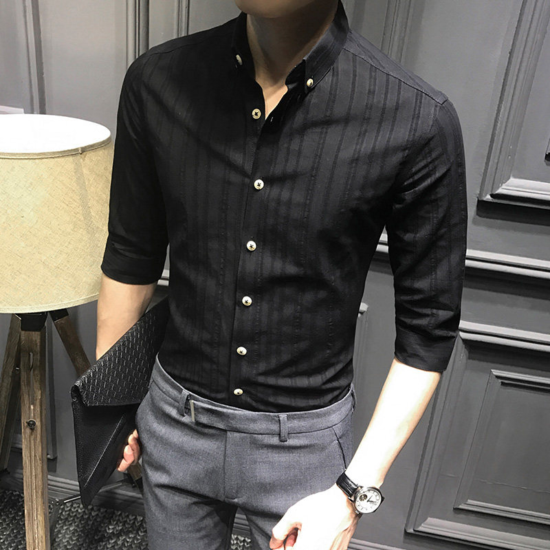Rich Guido 2021 Men's 50% Sleeveless Men's Summer Half sleeves Body Short Sleeve Shirt Han Edition Mid Sleeve Light Extravagant
