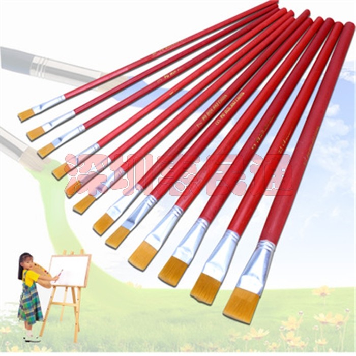 No. 2 assistant solder paste brush with red rod nylon hair oil paintbrush single water powder painted painted pen wooden pen brush