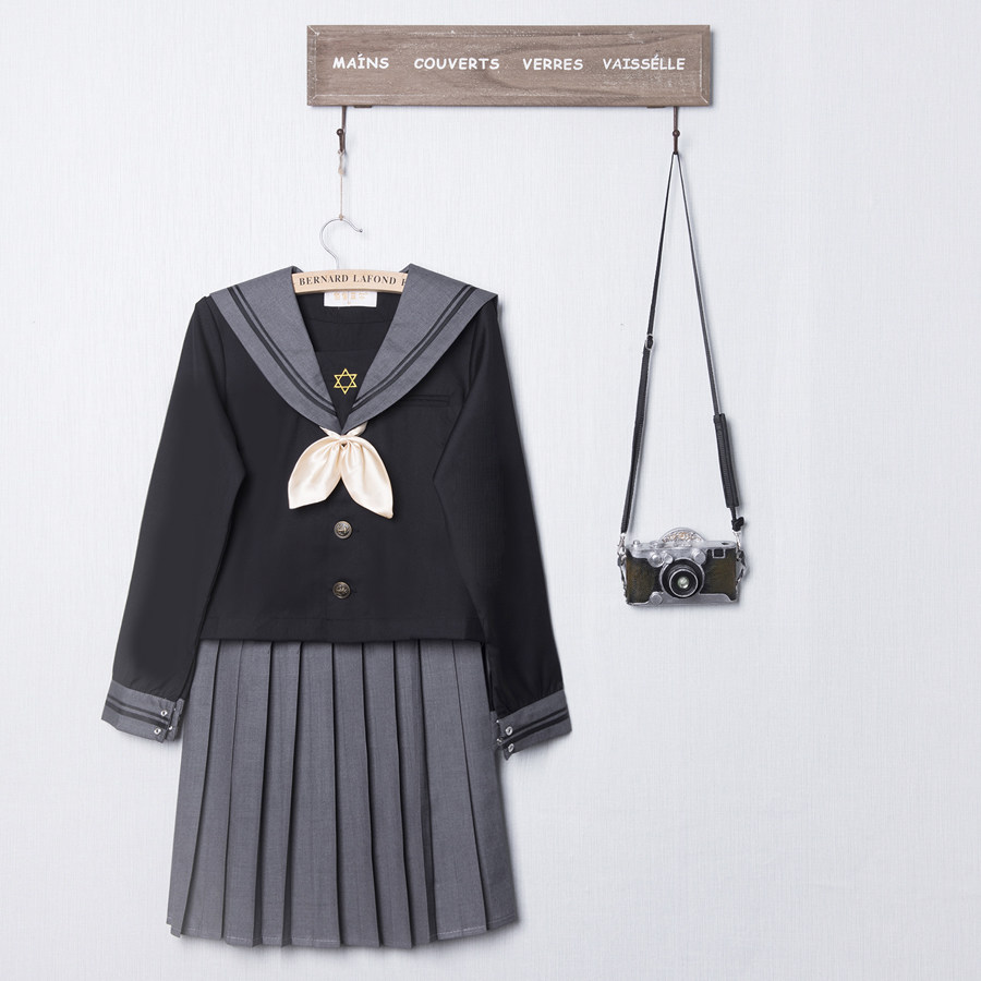 Dark Black Teenage Girl Embroidered Orthodox Two Bento JK Uniformed Sailor Guan Sai-Young College Wind Soft-girl Suit Plus Size Women