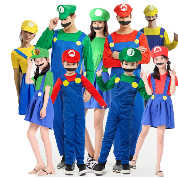 Halloween Cosplay Anime Costumes Parent-Child Role-Playing Children's Mario Clothes Super Mario Suit