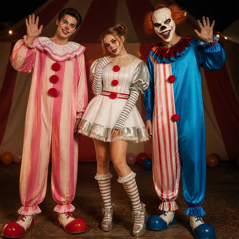 Cross-Border Evil Killer Clown Costume Adult Halloween Dress Stage Performance Unisex Clown Carnival Costume