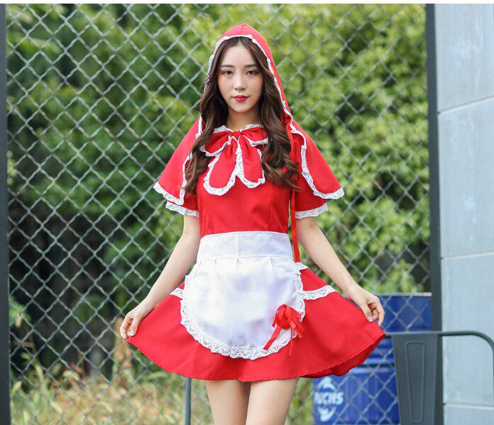 Hero League Lol Cos Small Red Cap Anne Maid Dress COSPLAY Costume Christmas Witch Five Sets