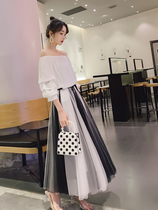 2019 Spring Summer New Port Taste Mesh Veil half-body dress Women with high waist 100 hitch Slim Fit Super Fire A dresses