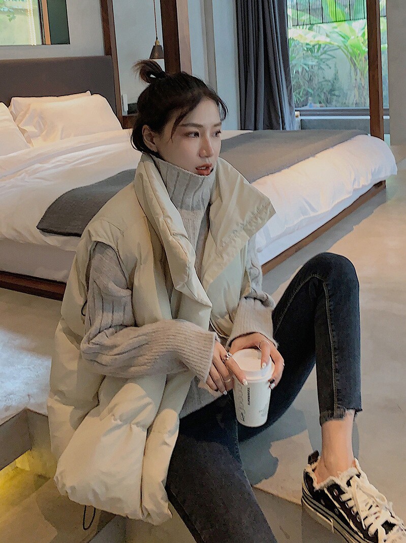 2021 new Korean version down cotton vest women's winter short loose horse clip jacket tide wear sleeveless vest waistcoat
