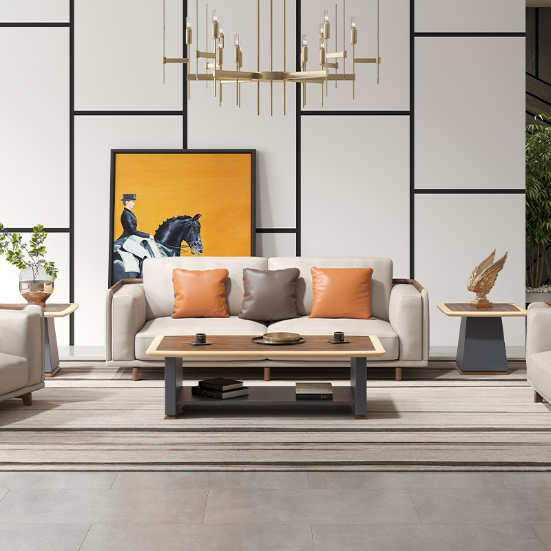 Binli wise three-person sofa leather sofa super soft luxury straight living room combination simple modern style high-end