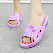 Slippers Women Summer Wear Indoor Non-slip Bathing Slopes Heel Lady Home Shoes Thick Bottom Fashion Mom Plastic Sandals