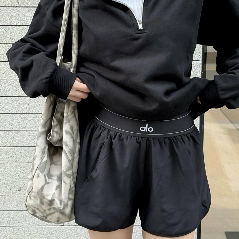Alo Shorts Tennis Pants High-Waisted Anti-Exposure Casual Versatile Quick-Dry Fitness Sports Pilates Yoga Pants for Women