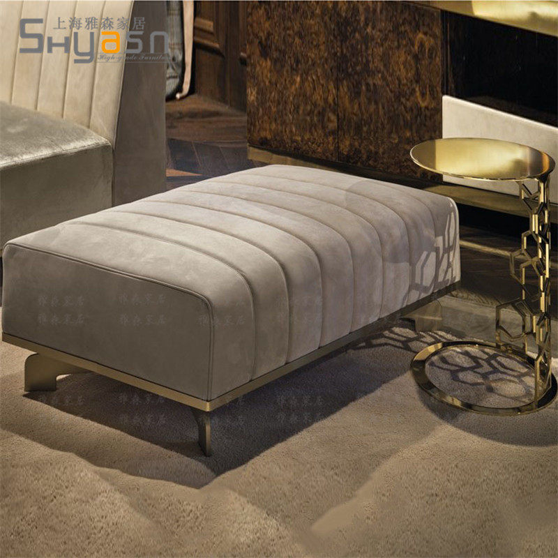 Italian Nordic Light Luxury Shoes Stool Metal Clothes Long Strip Living Room Sofa Stool Pedal Cap Bedroom Bed Bed Bed