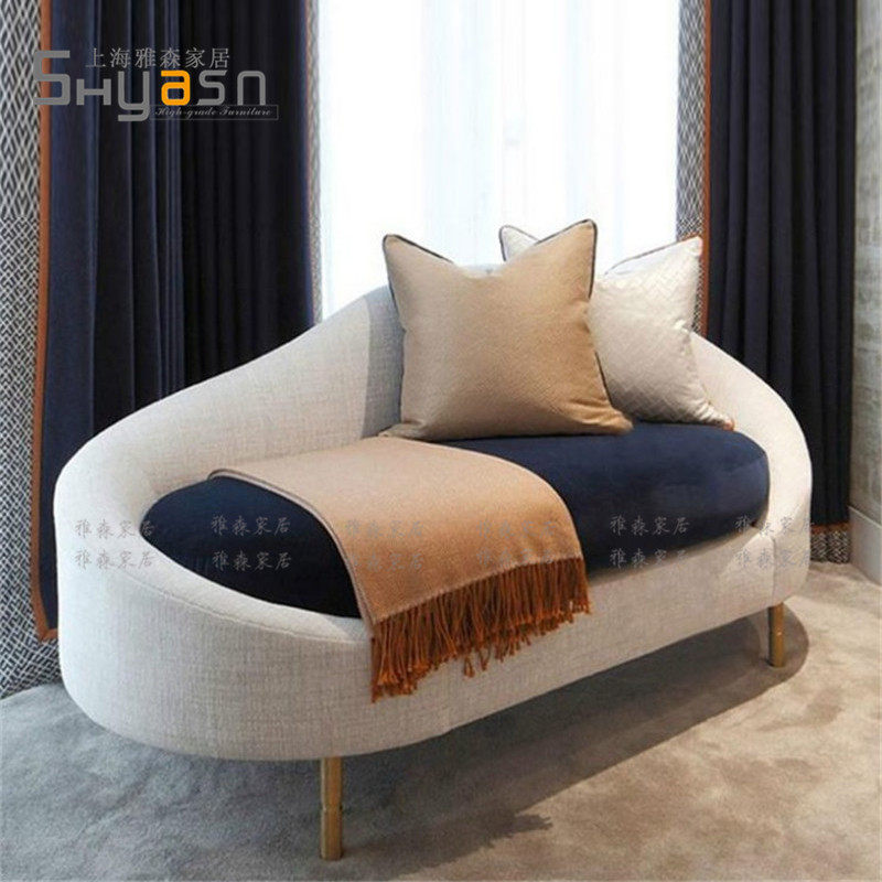American light luxury bedroom living room simple lazy sofa chair pastoral club fabric chaise longue reclining chair beauty couch