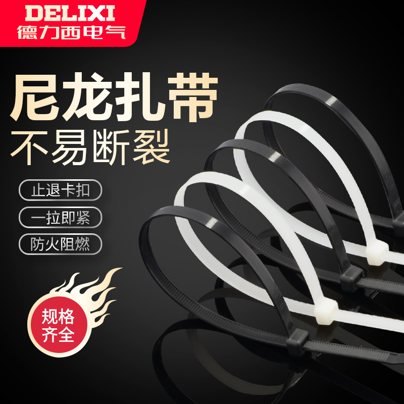 Self-locking nylon cable tie office finishing cable tie buckle wire binding belt holder white black Delixi