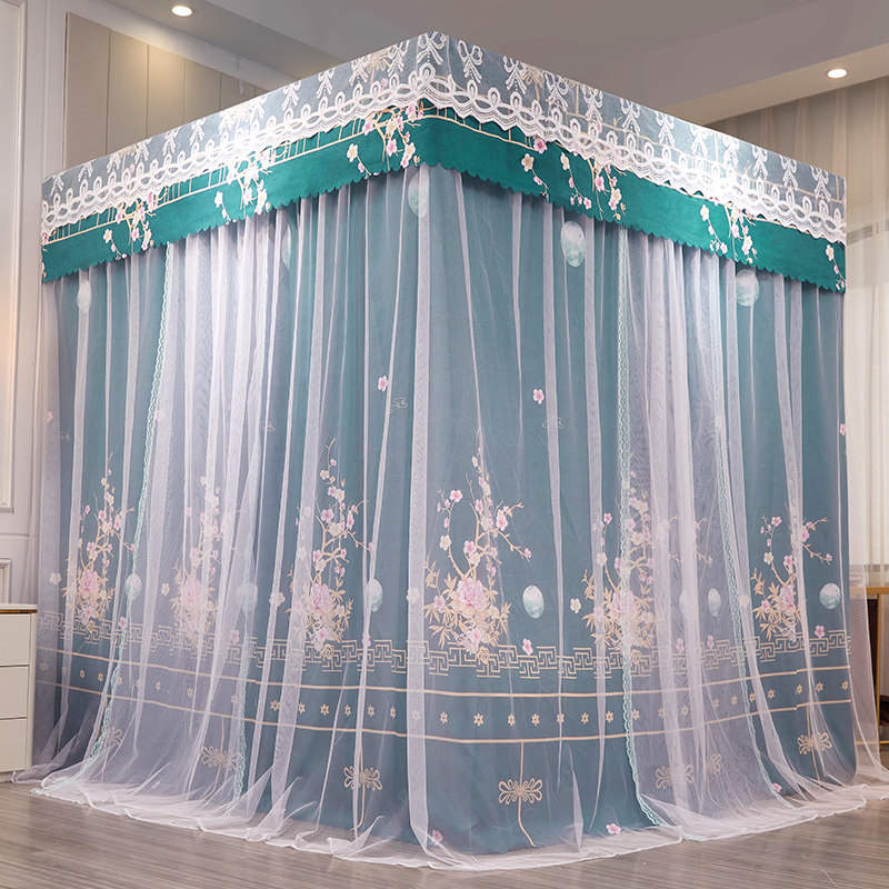 Double bed net bed curtain integrated Home European style Princess Winds summer mosquito nets bracket 2021 New shade bed mantle