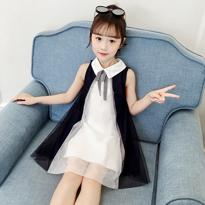 Girl's summer clothing web yarn dress children's tennis red dress Xia's ultra-foreign girl vest Snow spinning princess dress