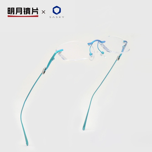 明月 Титановые безрамные очки женская миопия может быть оснащена высокой степенью анти -блюд -светоотестовательного обесцвечивания бриллиантового края A1100