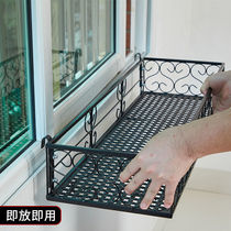 Window sill floral frame with balcony window hanging flower basin multi-meat frame iron railing pot hanging frame