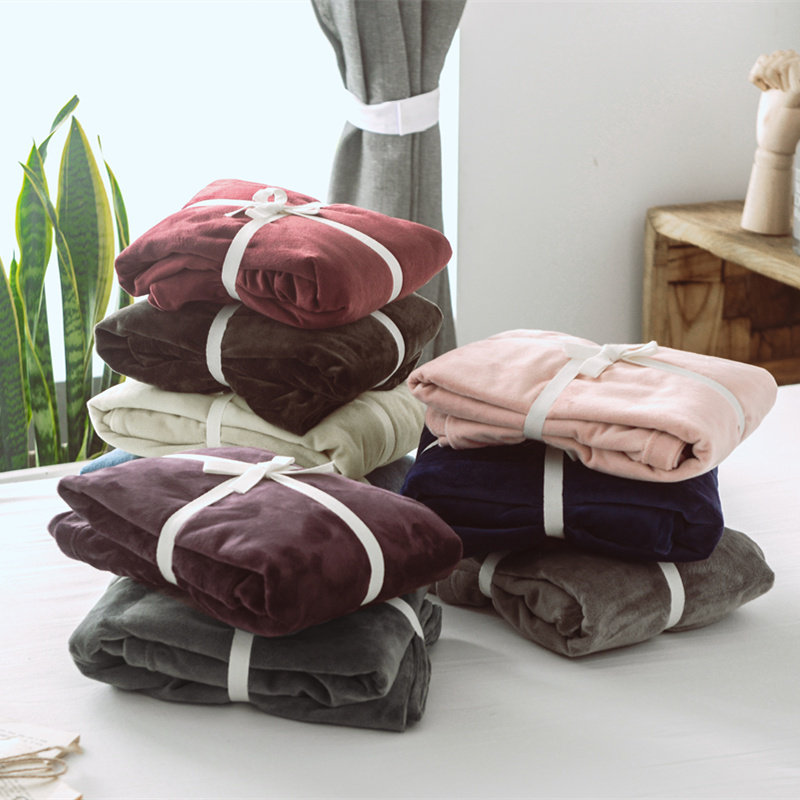 Day Style Goose Down Single Bed Linen Pure Color Thickened Warm Bed Goods Short Plush Single Sheet Coral Suede Bed Cover