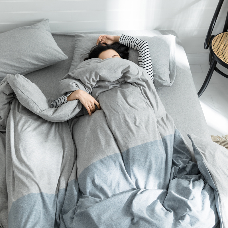 Day-style geranium cotton pure cotton four pieces full cotton single double nude sleep bed linen Xinjiang long suede cotton bedding with bedding