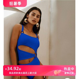 新款连体镂空显瘦泳衣女亚马逊欧美纯色比基尼跨境外贸泳衣女