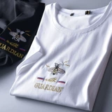 Летняя футболка, с вышивкой, из ворсистого хлопка, круглый воротник